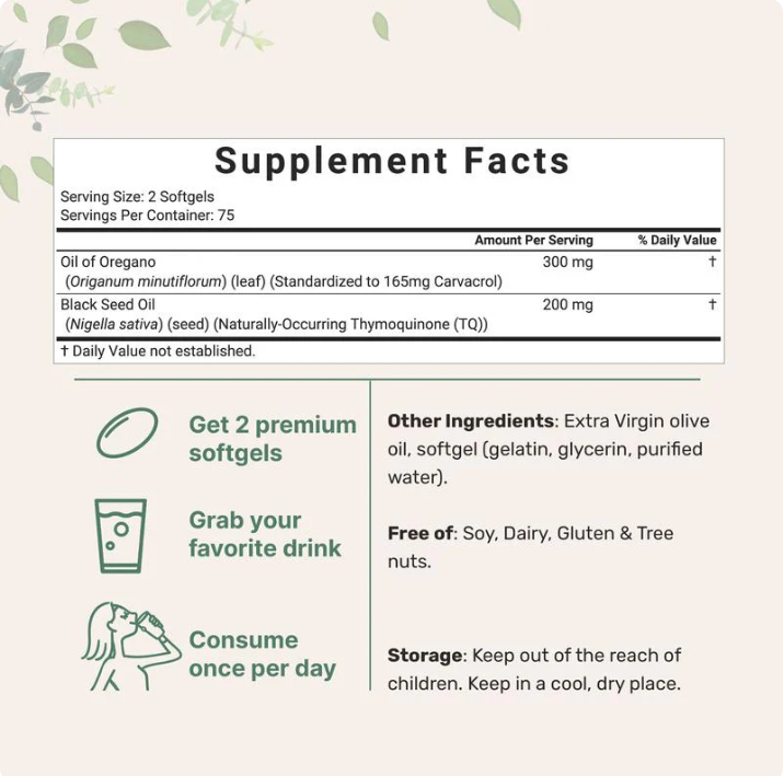LumoraPure Oil Of Oregano with Black Seed Oil