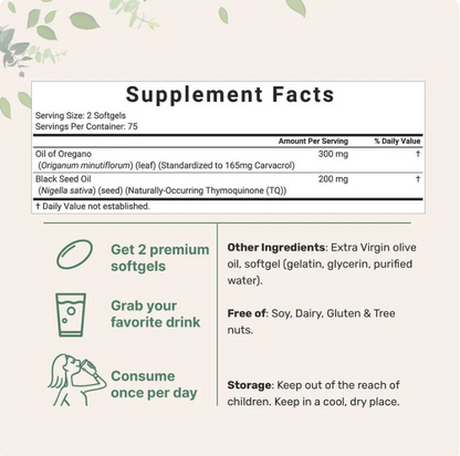 LumoraPure Oil Of Oregano with Black Seed Oil